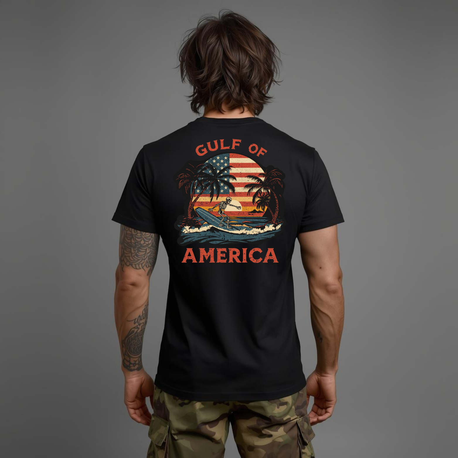 Gulf of America Tee Skeleton Surfing